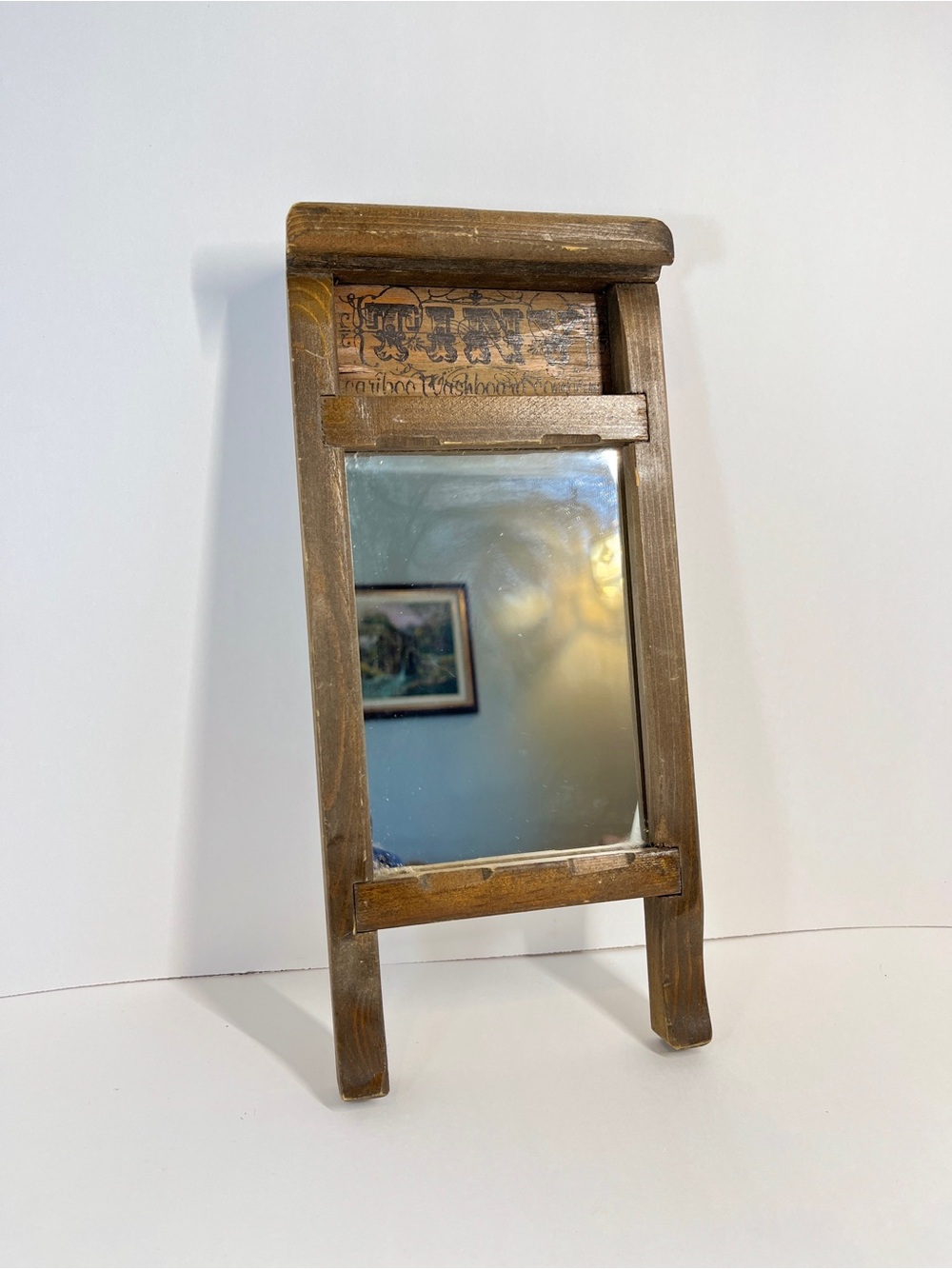 Vintage 12.5" x 6" Tiny Washboard Mirror Rustic Farmhouse Decor Cottagecore Wood